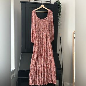 Andree by Unit Floral Maxi dress batik tribal pattern shirred bodice